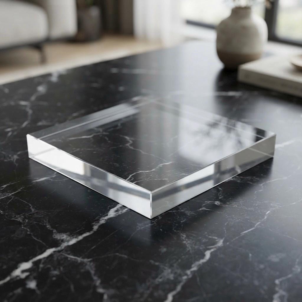 1” thick Solid Acrylic Block Display Base, 1 Inch Thick Clear Square, Custom Size, Museum Quality Sculpture & Collectible Riser