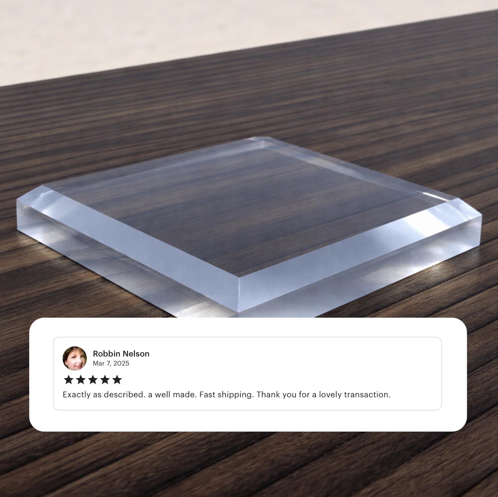 Square Acrylic Display Base, Chamfered Edge Pedestal for Collectibles, Crystals & Figures, 1/2" Thick, Custom Size