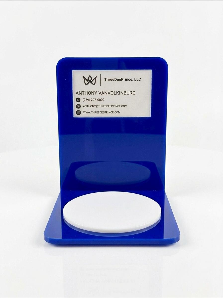 Acrylic Product Display Stand with Card Holder | Round Pedestal Riser for Candles, Jewelry & Cosmetics | Small Business Showcase