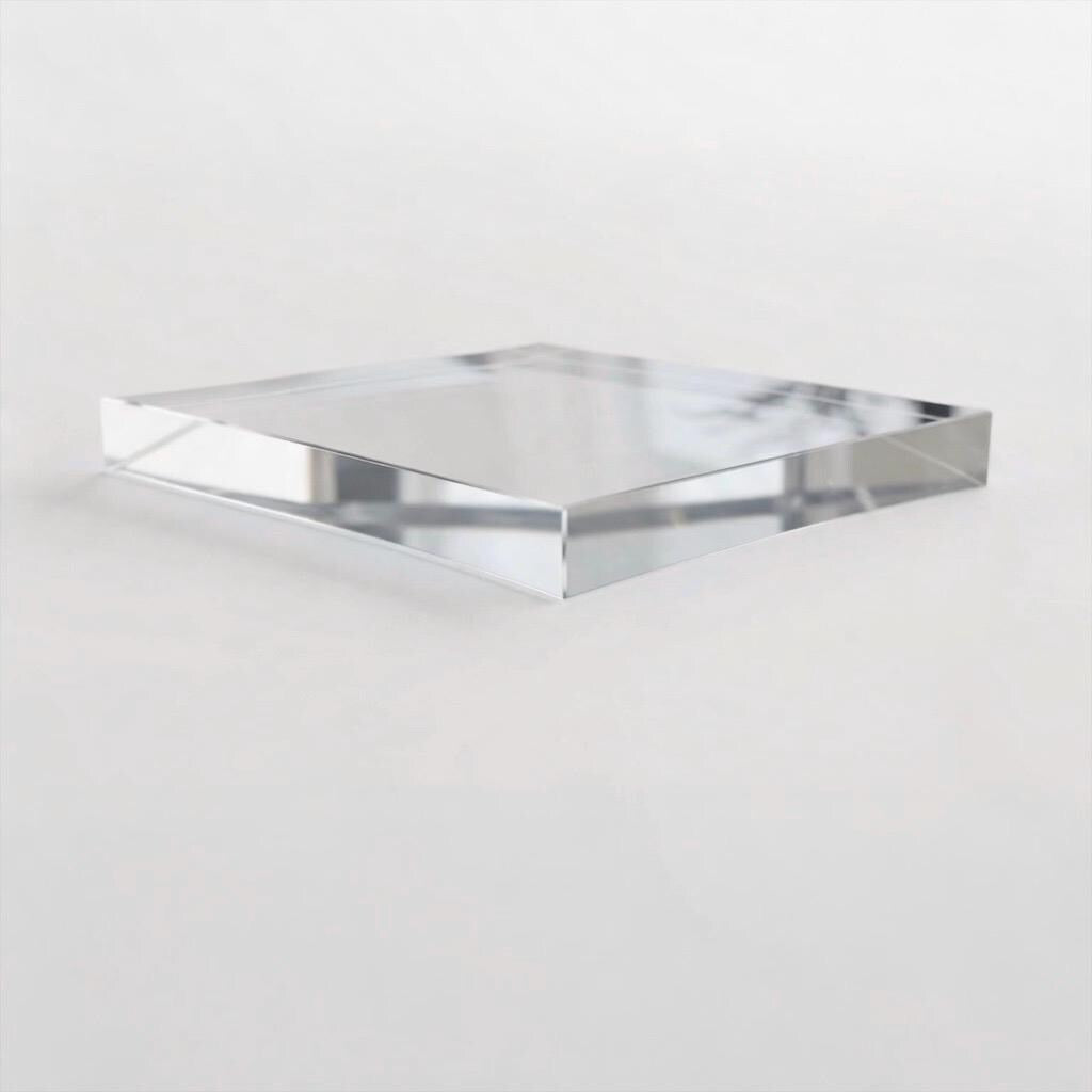 1” thick Solid Acrylic Block Display Base, 1 Inch Thick Clear Square, Custom Size, Museum Quality Sculpture & Collectible Riser