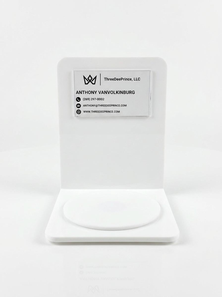 Acrylic Product Display Stand with Card Holder | Round Pedestal Riser for Candles, Jewelry & Cosmetics | Small Business Showcase