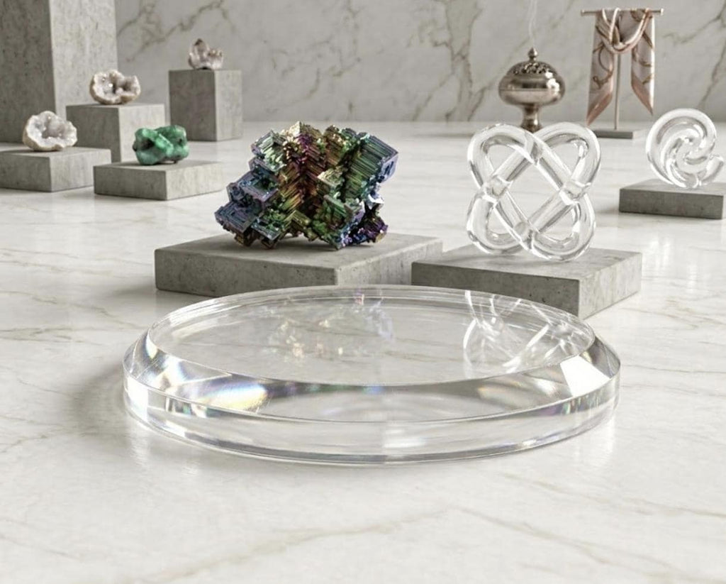 Museum-Grade Acrylic Display Base – 1/2" Thick, Flame Polished, Chamfered Edge Pedestal