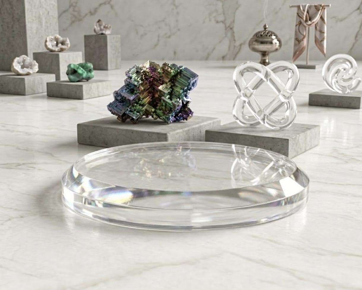 Museum-Grade Acrylic Display Base – 1/2" Thick, Flame Polished, Chamfered Edge Pedestal