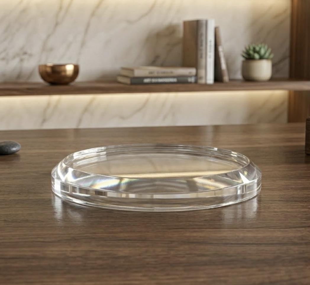 Museum-Grade Acrylic Display Base – 1/2" Thick, Flame Polished, Chamfered Edge Pedestal