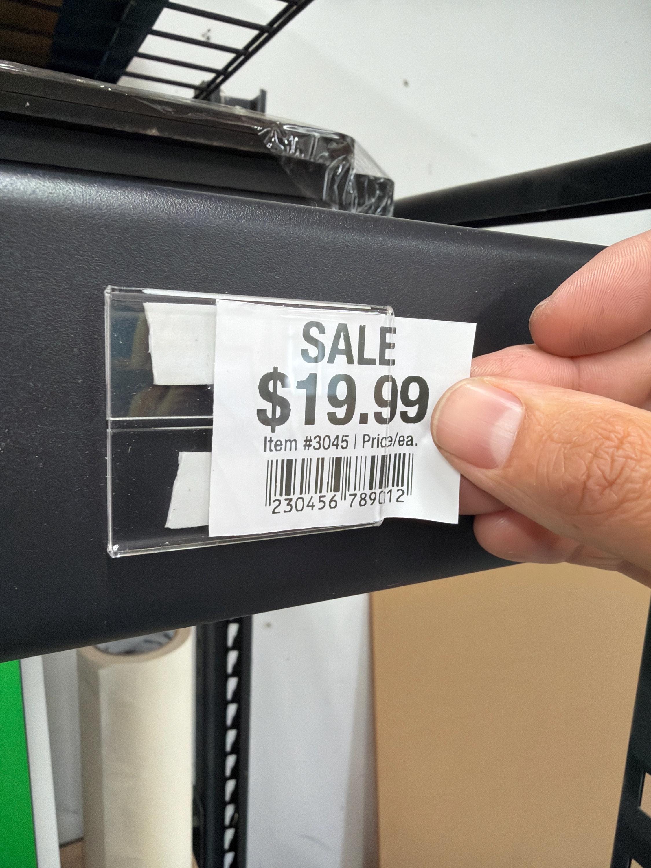 Clear Acrylic Shelf Label Holder - 2" x 1.5" Price Tag Display - Adhesive Mount for Retail Shelves