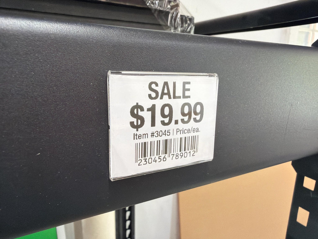 Clear Acrylic Shelf Label Holder - 2" x 1.5" Price Tag Display - Adhesive Mount for Retail Shelves