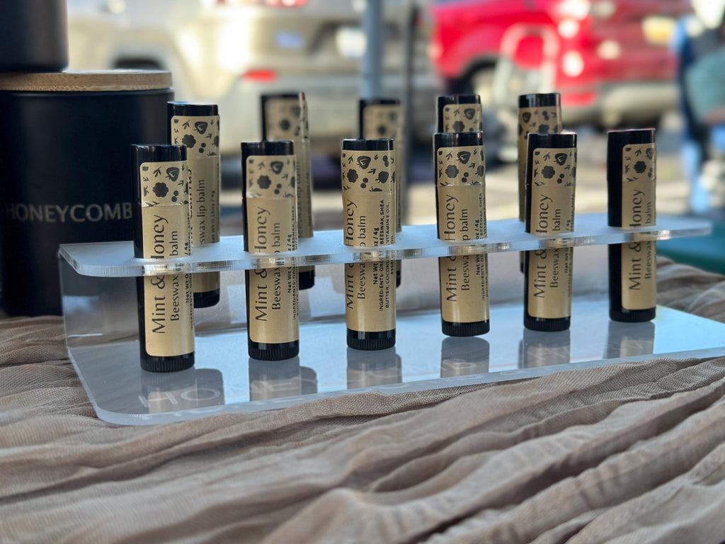 Personalized Lip Balm Holder | Acrylic Chapstick Display Stand | Custom Engraved Retail Countertop Display for Small Business & Boutique