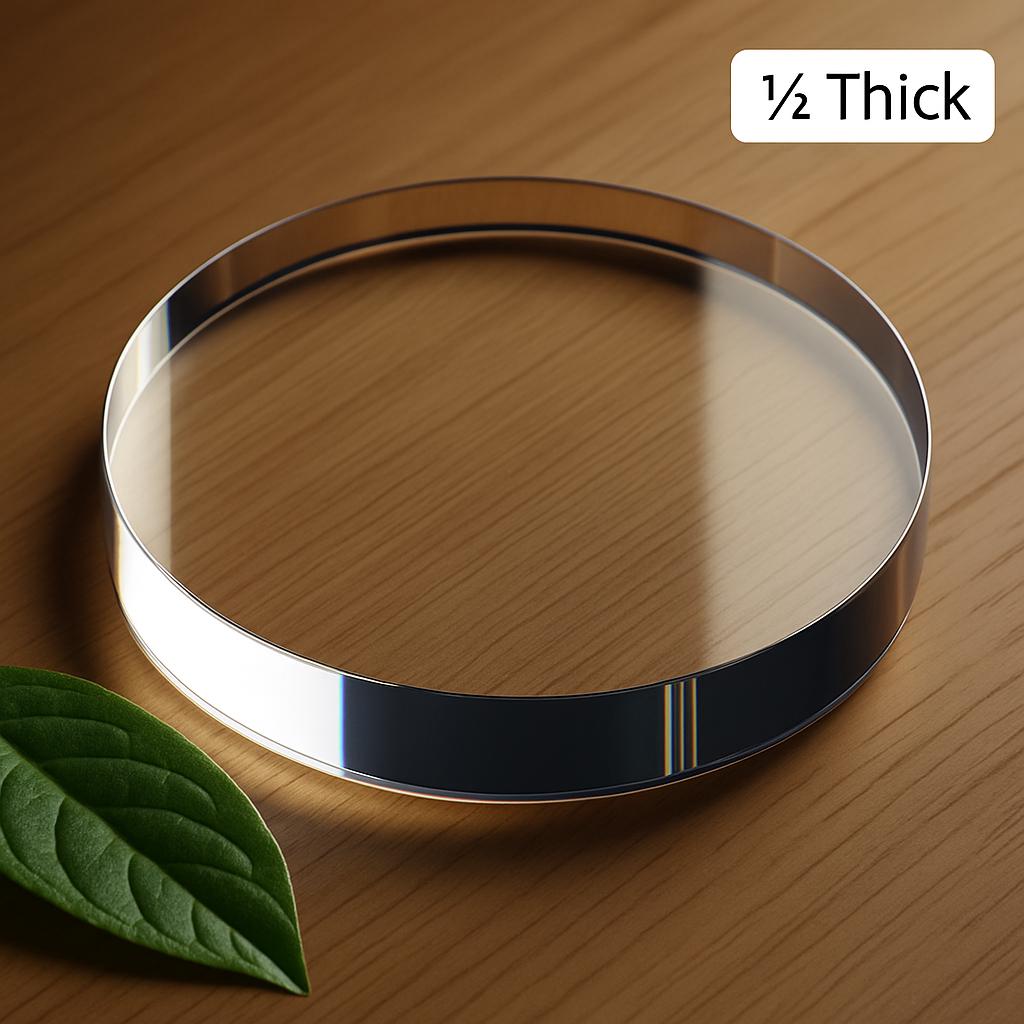 Custom-Cut Clear Acrylic Circles | 1/2” Thick Plexiglass Discs – Craft Blanks, Cake Bases, Display Platforms