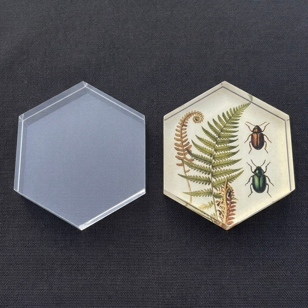 Clear Acrylic Hexagon Blanks for UV Printing — 1/8" Cast Acrylic