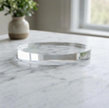 Clear acrylic circle blanks for UV printing, 1 inch thick, made by Prince Fabrication