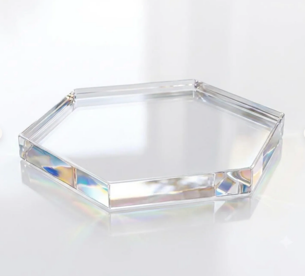 Clear acrylic hexagon blanks for UV printing, 1 inch thick, made by Prince Fabrication