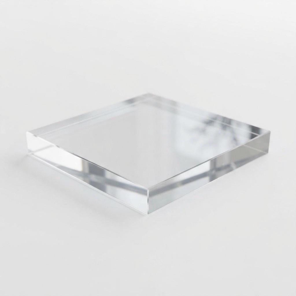 1” thick Solid Acrylic Block Display Base, 1 Inch Thick Clear Square, Custom Size, Museum Quality Sculpture & Collectible Riser