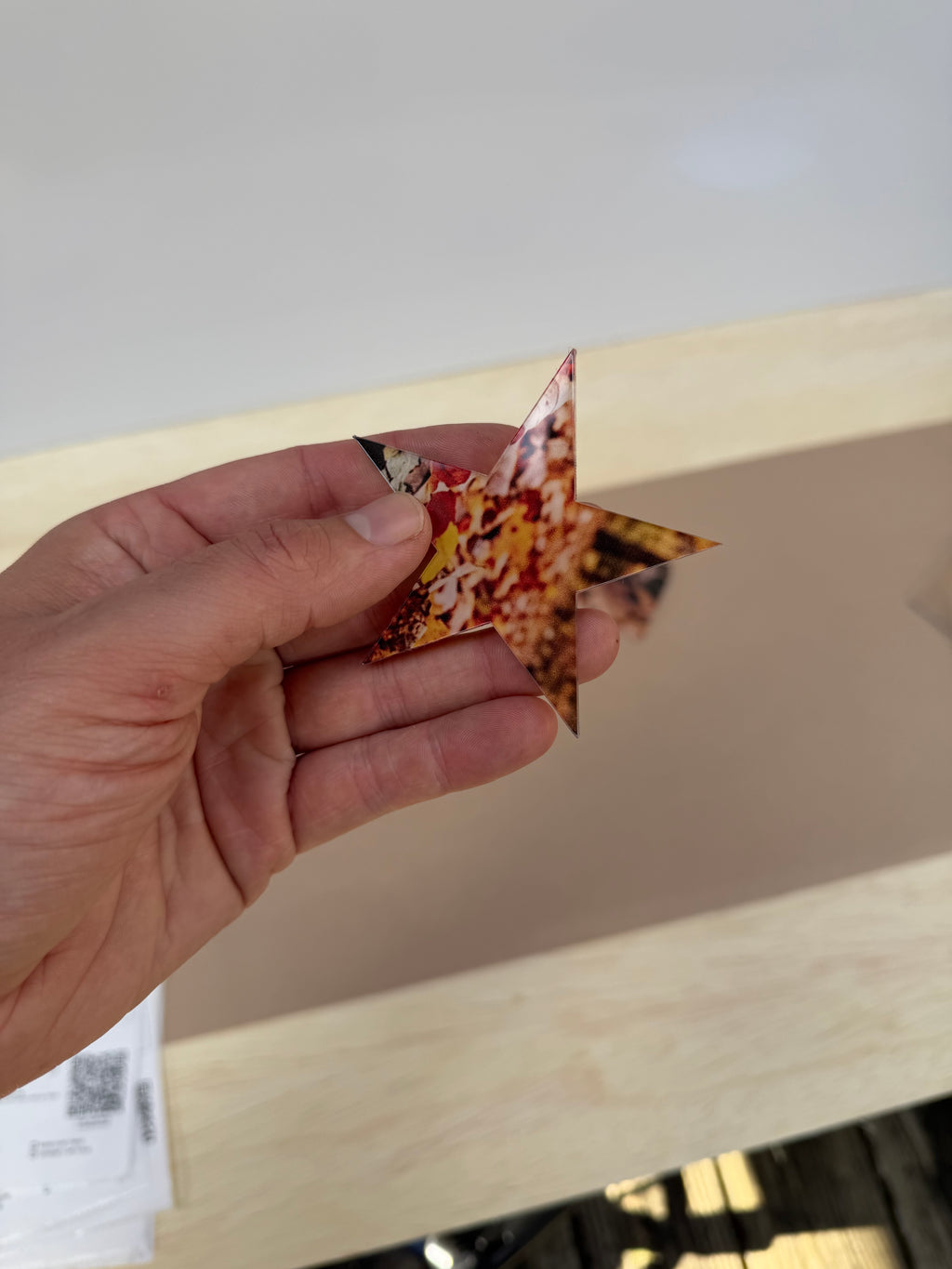 UV printed 6 inch acrylic star plaque held in hand