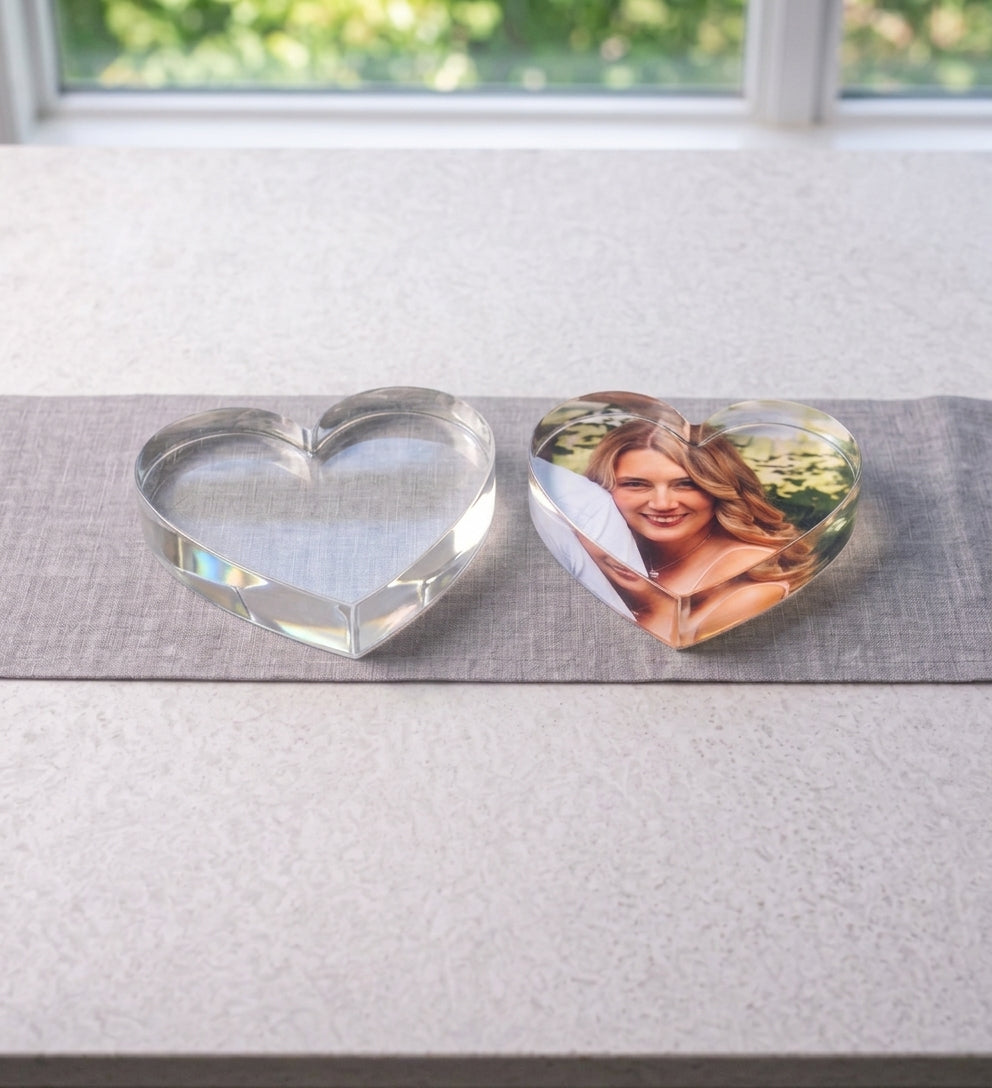 Clear Acrylic Heart Blanks for UV Printing — 1/2" Cast Acrylic