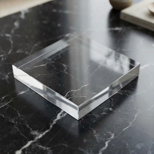 1” thick Solid Acrylic Block Display Base, 1 Inch Thick Clear Square, Custom Size, Museum Quality Sculpture & Collectible Riser