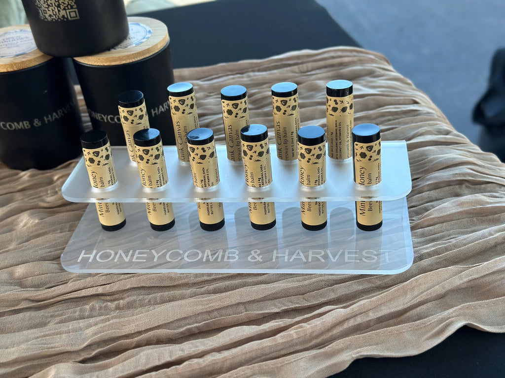 Personalized Lip Balm Holder | Acrylic Chapstick Display Stand | Custom Engraved Retail Countertop Display for Small Business & Boutique
