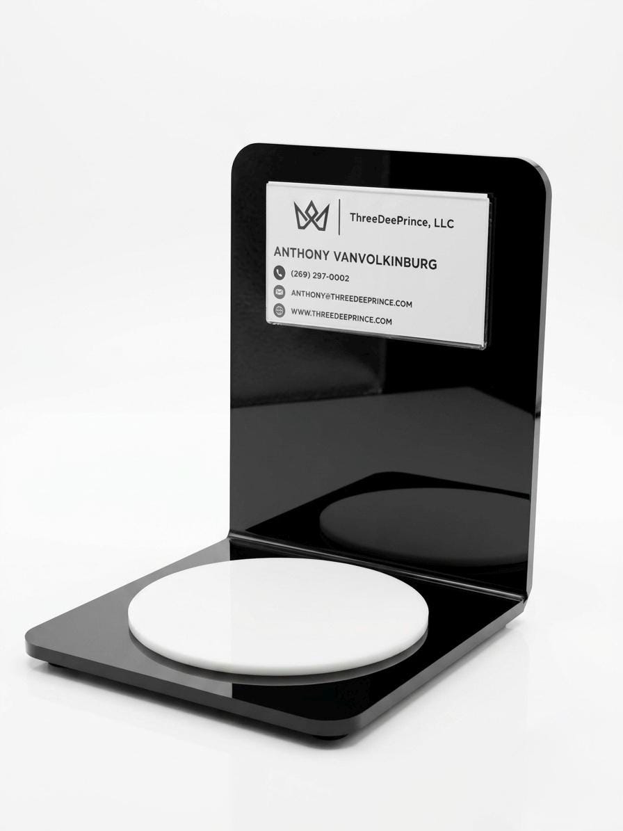 Acrylic Product Display Stand with Card Holder | Round Pedestal Riser for Candles, Jewelry & Cosmetics | Small Business Showcase
