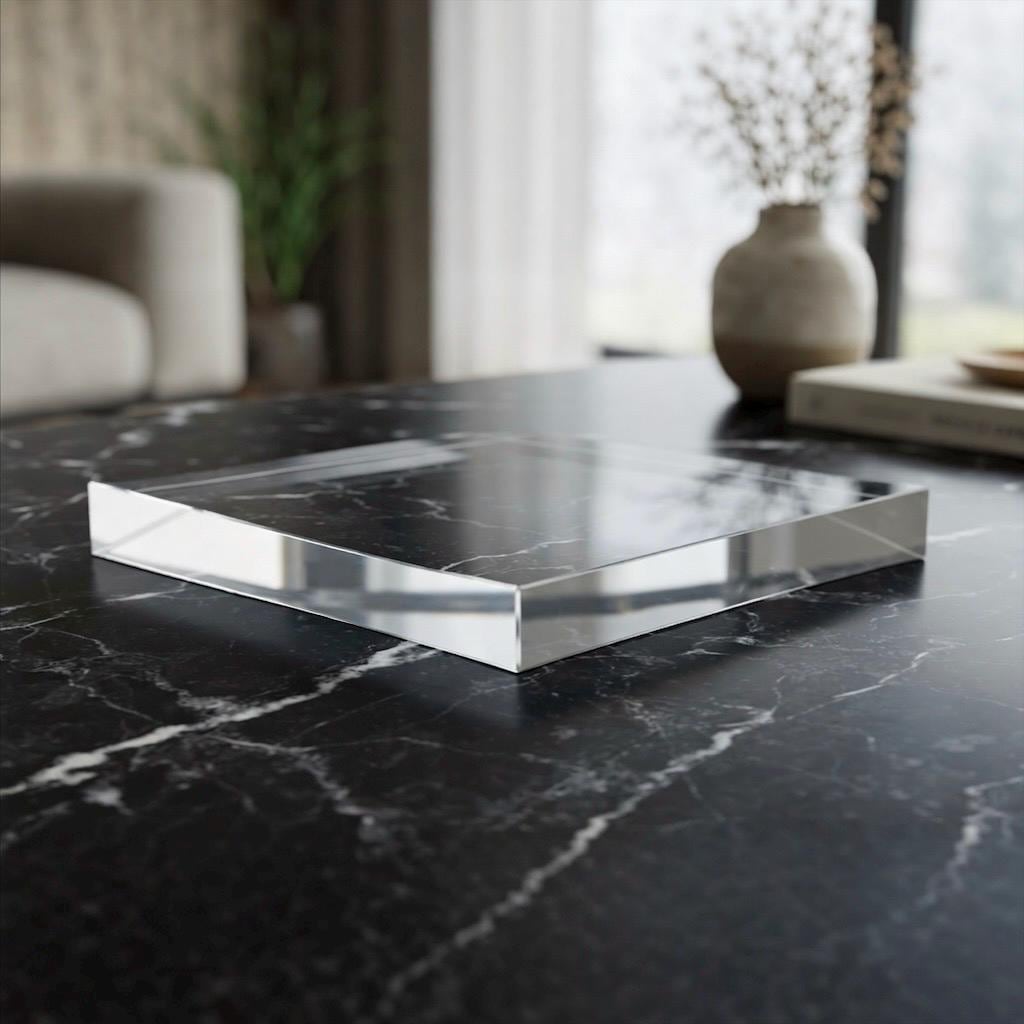 1” thick Solid Acrylic Block Display Base, 1 Inch Thick Clear Square, Custom Size, Museum Quality Sculpture & Collectible Riser
