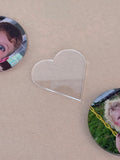 Clear 1/8 inch cast acrylic heart blank for UV printing, laser cut with a polished edge