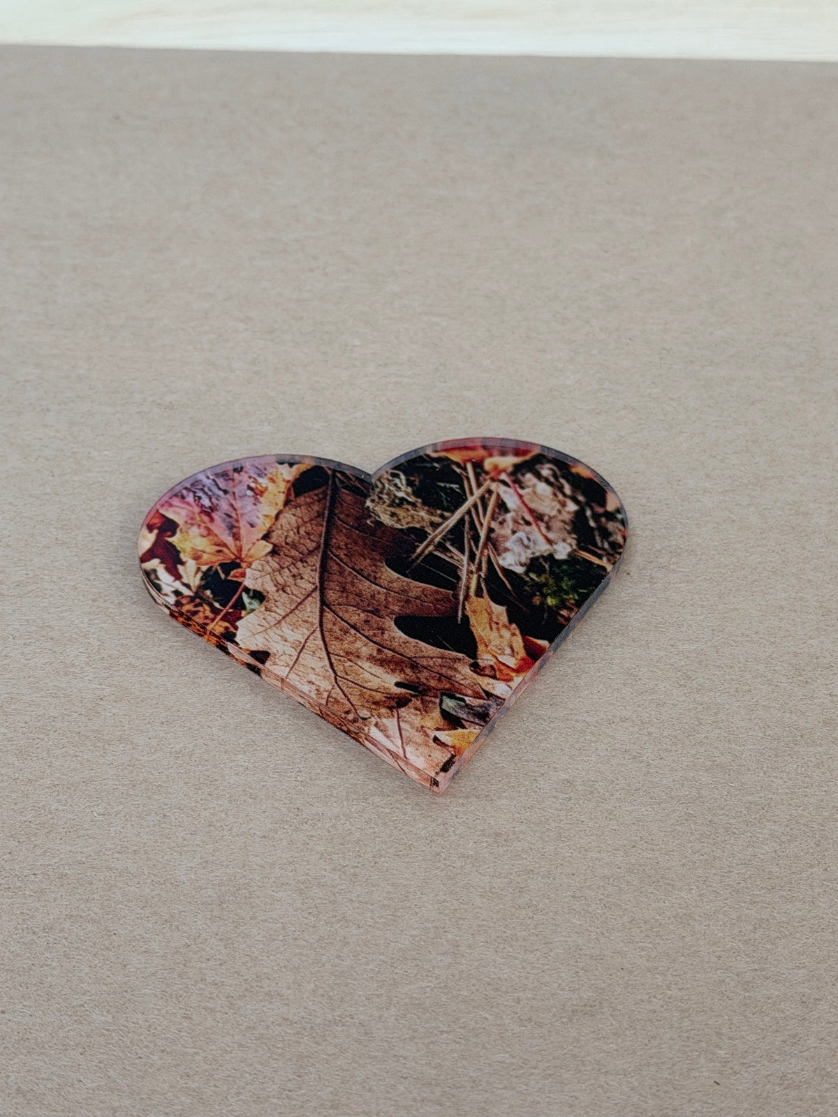 UV printed photo on a 1/8 inch clear acrylic heart blank