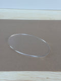 Clear 1/4 inch cast acrylic oval blank for UV printing, laser cut with a polished edge