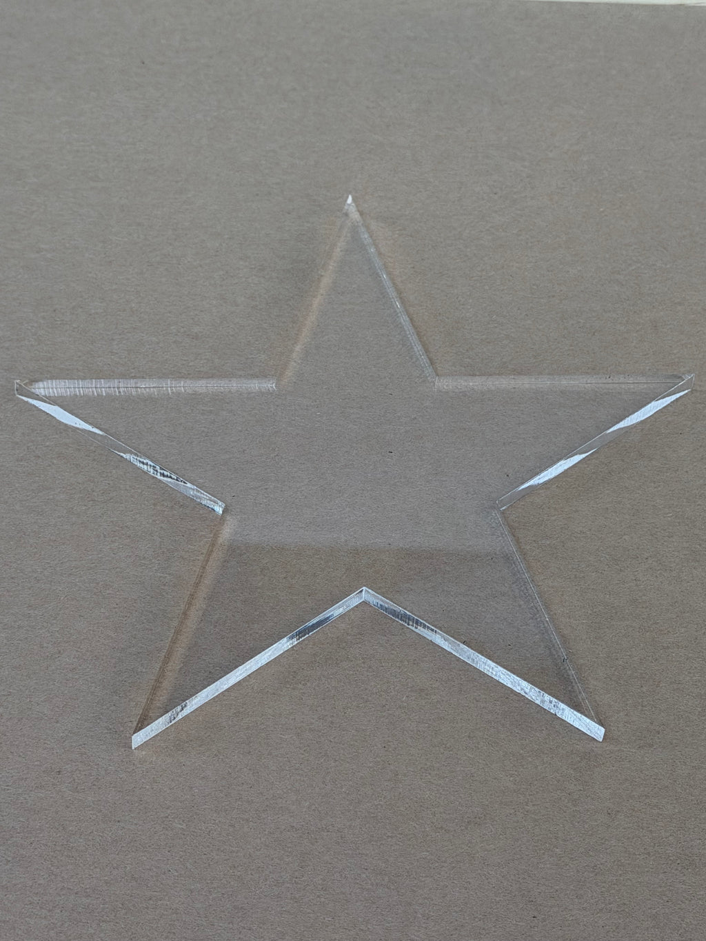 Clear 1/4 inch cast acrylic star blank for UV printing, laser cut with a polished edge