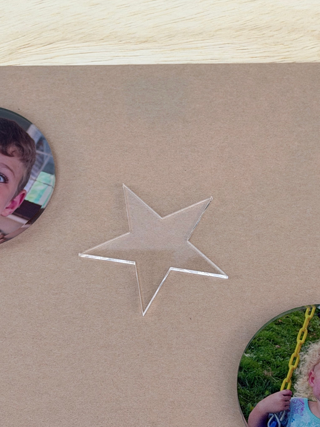 Clear 1/8 inch cast acrylic star blank for UV printing, laser cut with a polished edge