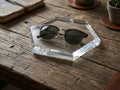 Clear Acrylic Hexagon Display Riser, Chamfered Edge Block Base for Crystals & Minerals, 1/2" Thick, Custom Size