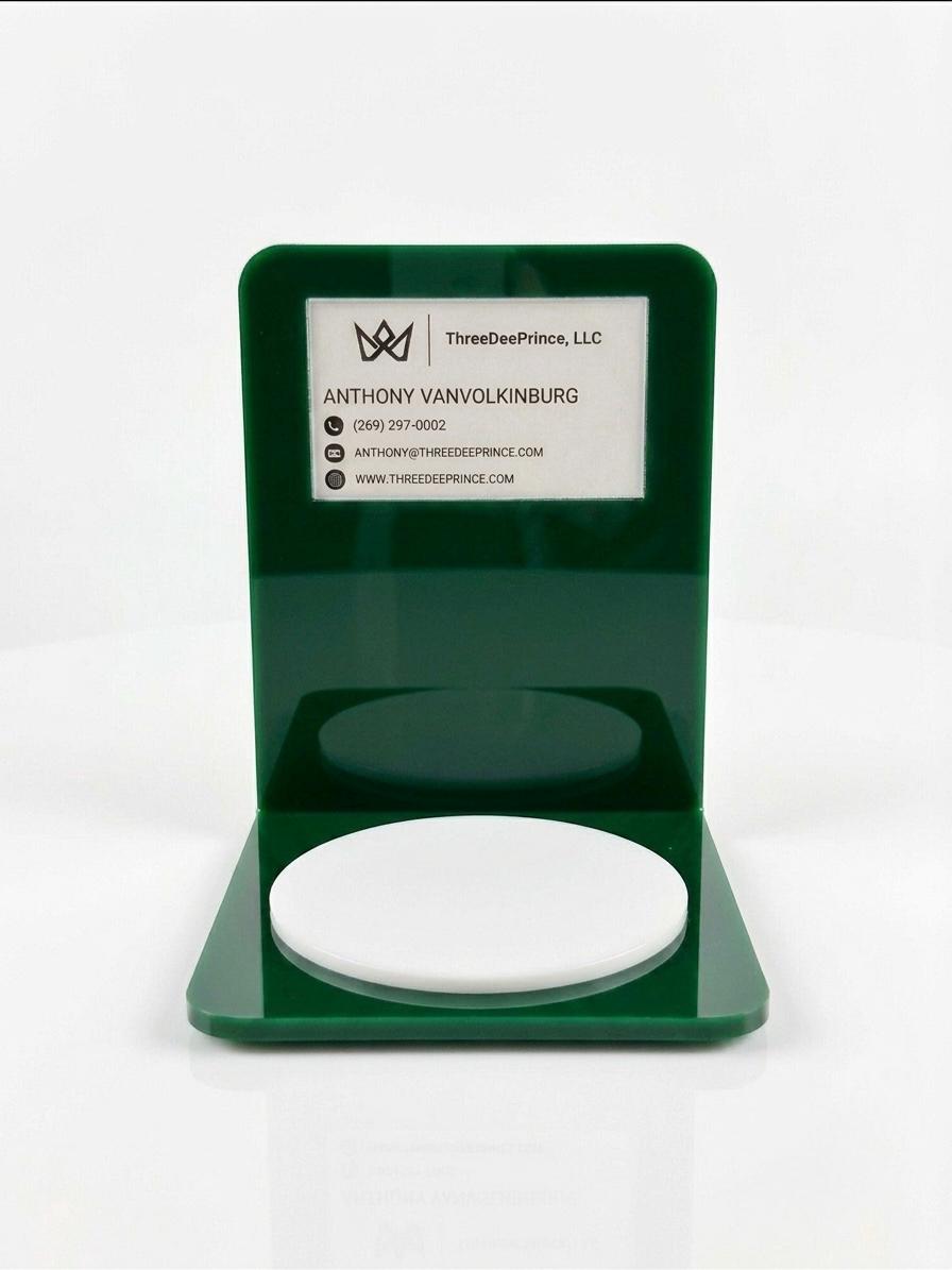 Acrylic Product Display Stand with Card Holder | Round Pedestal Riser for Candles, Jewelry & Cosmetics | Small Business Showcase