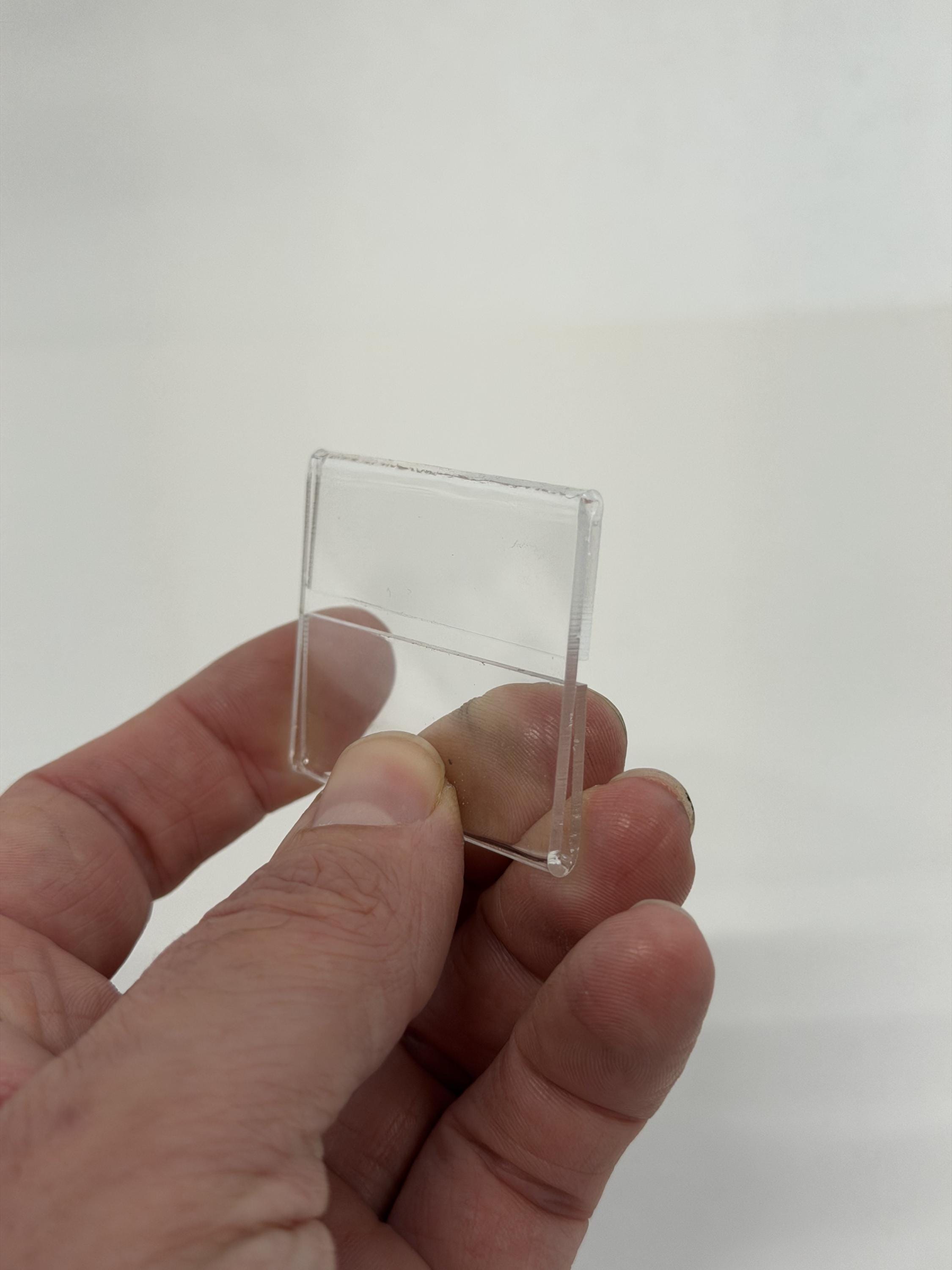 Clear Acrylic Shelf Label Holder - 2" x 1.5" Price Tag Display - Adhesive Mount for Retail Shelves