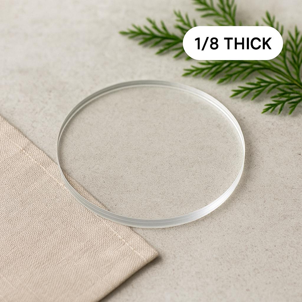 Clear Acrylic Circles 1/8″ Thick – 1″ to 11″ – Smooth Blanks for Crafts, Templates & Displays