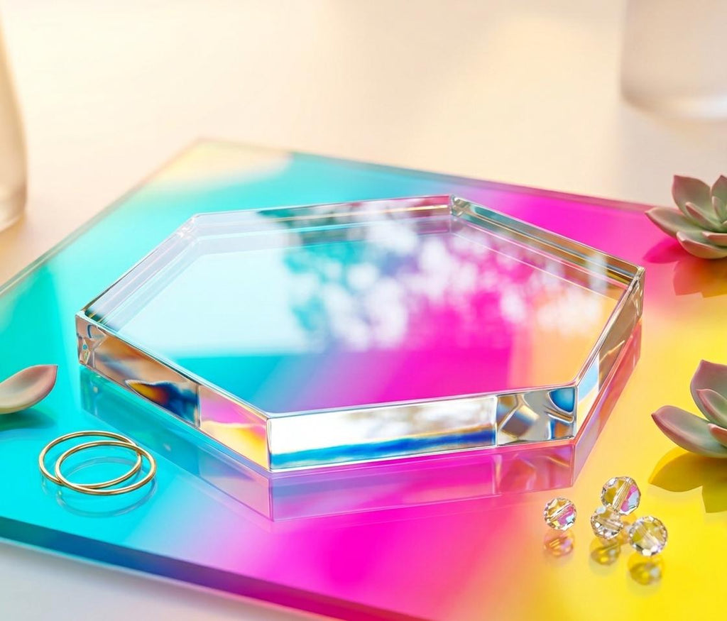 Clear Acrylic Hexagon Display Riser - 1/2 inch Thick Block Base for Crystals, Minerals, Product Display, Photography Prop