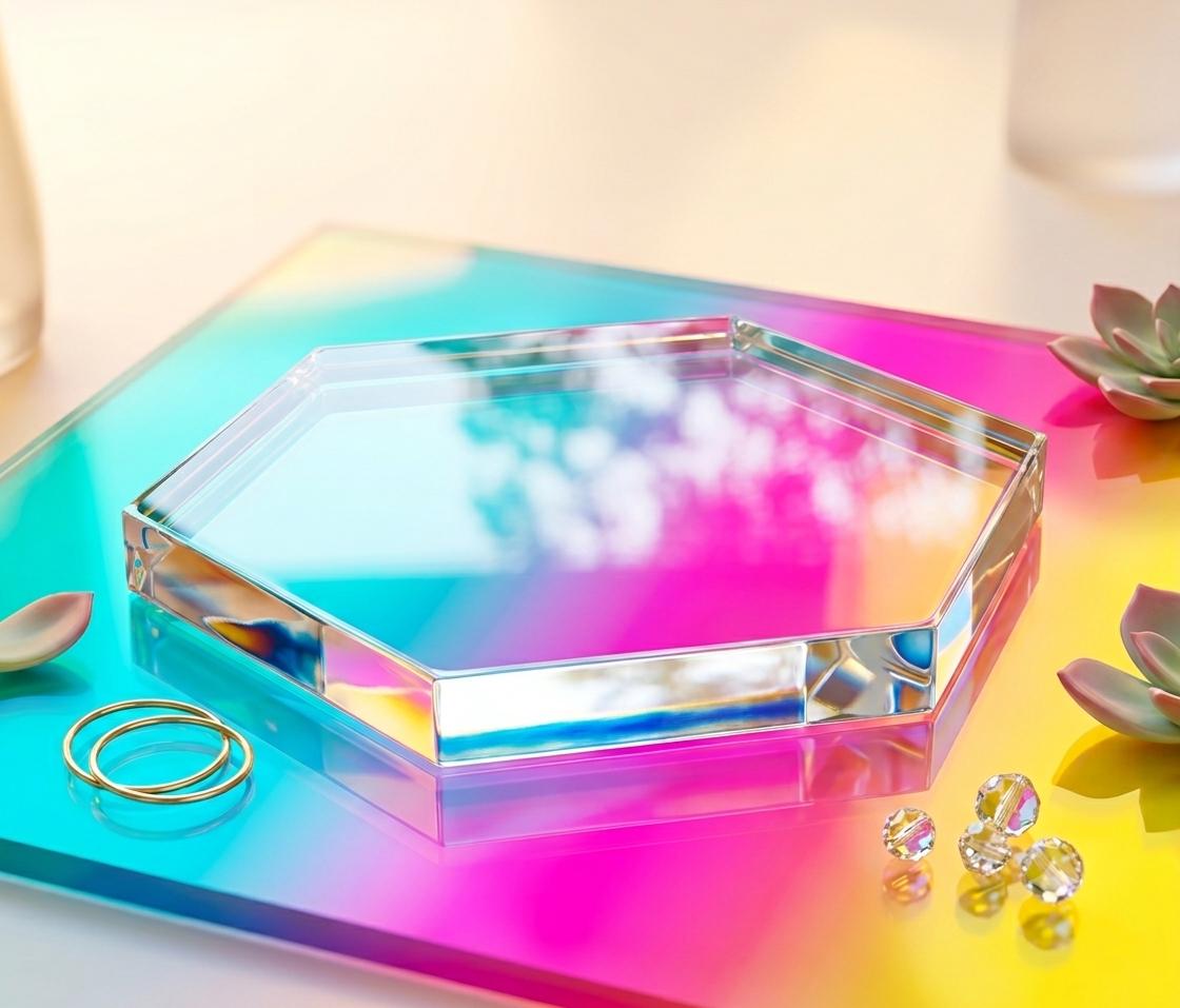 Clear Acrylic Hexagon Display Riser - 1/2 inch Thick Block Base for Crystals, Minerals, Product Display, Photography Prop
