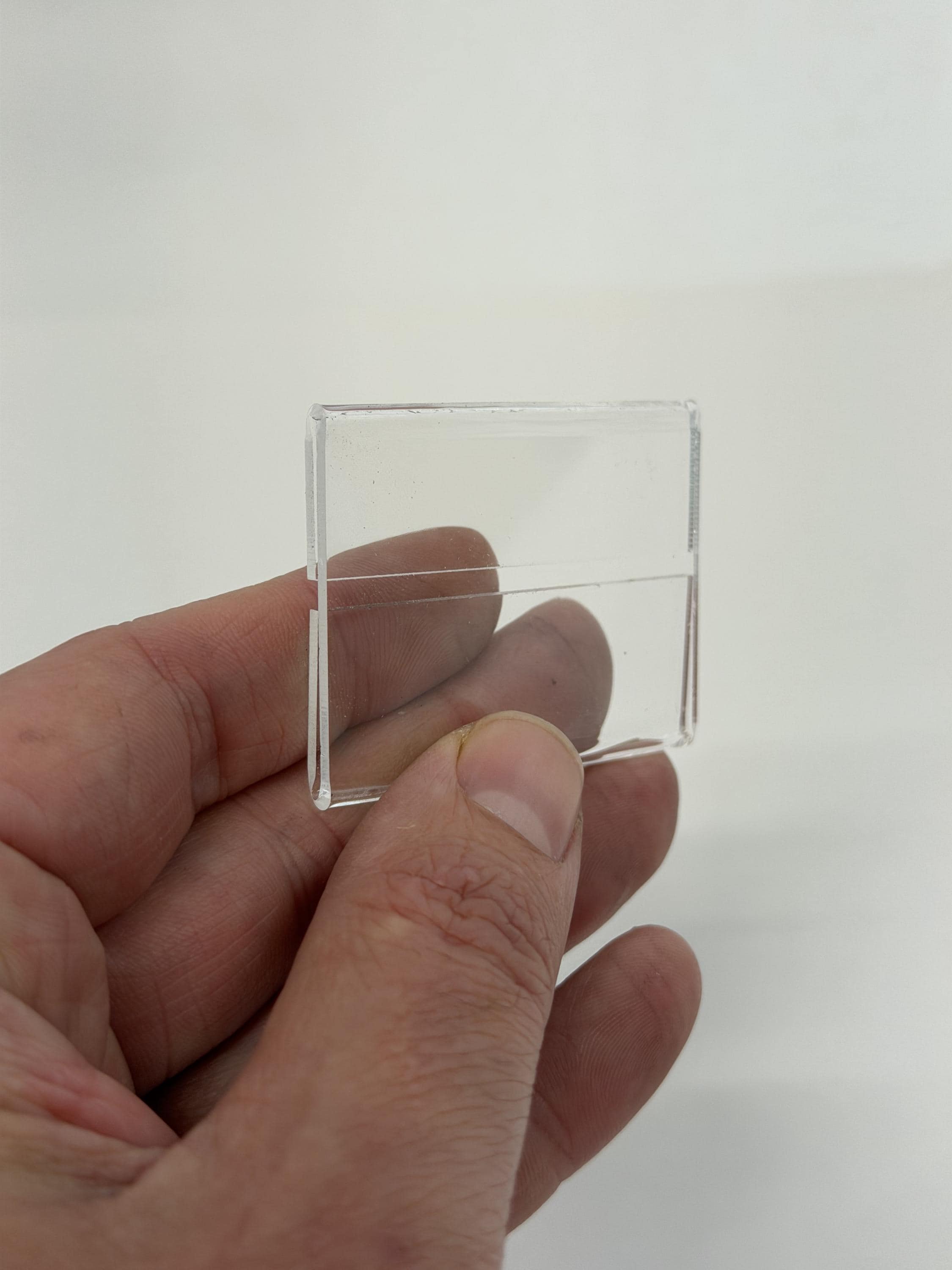 Clear Acrylic Shelf Label Holder - 2" x 1.5" Price Tag Display - Adhesive Mount for Retail Shelves