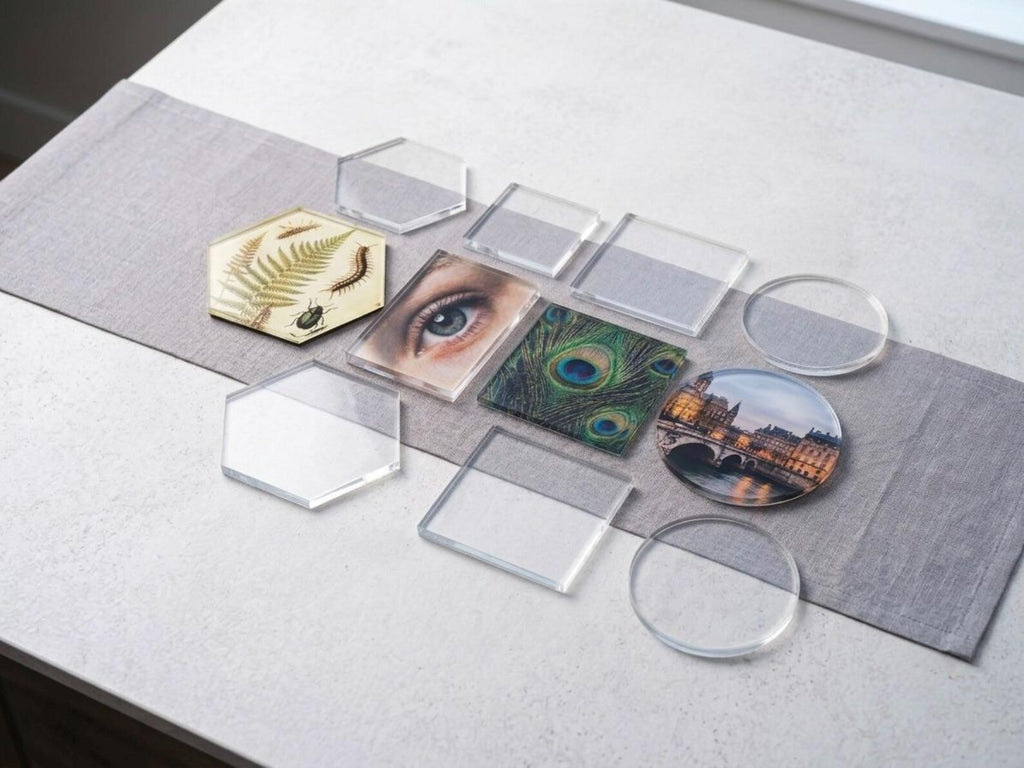 Clear Acrylic Hexagon Blanks for UV Printing — 1/8" Cast Acrylic