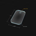 Dog Tag acrylic keychain blank, 1 1/8 inch x 2 inch, 3D view with dimensions