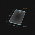 Rectangle acrylic keychain blank, 1.5 inch x 2.5 inch, 3D view with dimensions