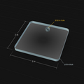 Square acrylic keychain blank, 2 inch x 2 inch, 3D view with dimensions