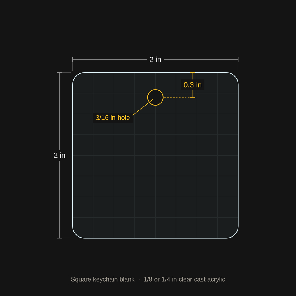 Square keychain blank dimensions