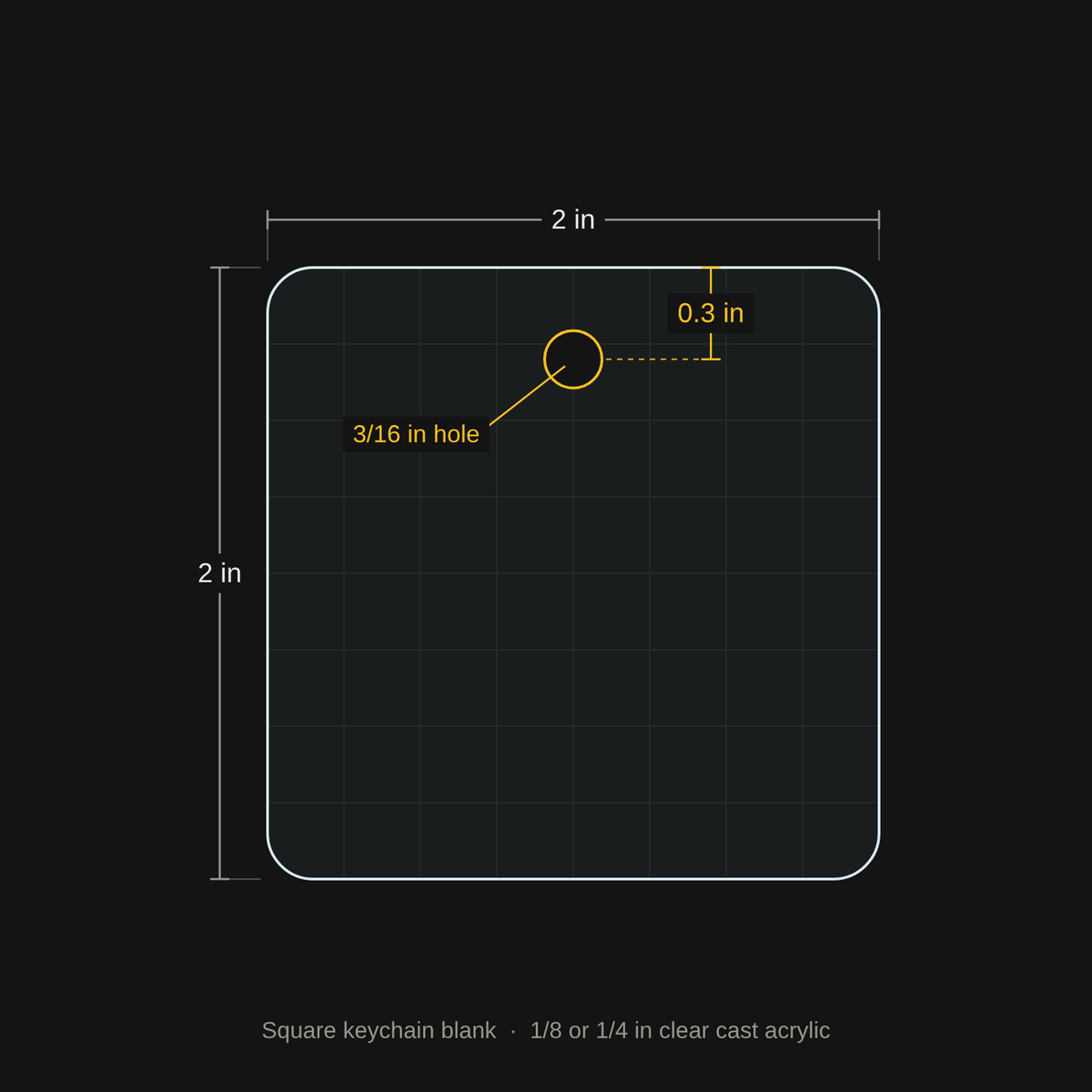 Square keychain blank dimensions