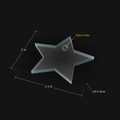 Star acrylic keychain blank, 2.1 inch wide x 2 inch tall, 3D view with dimensions