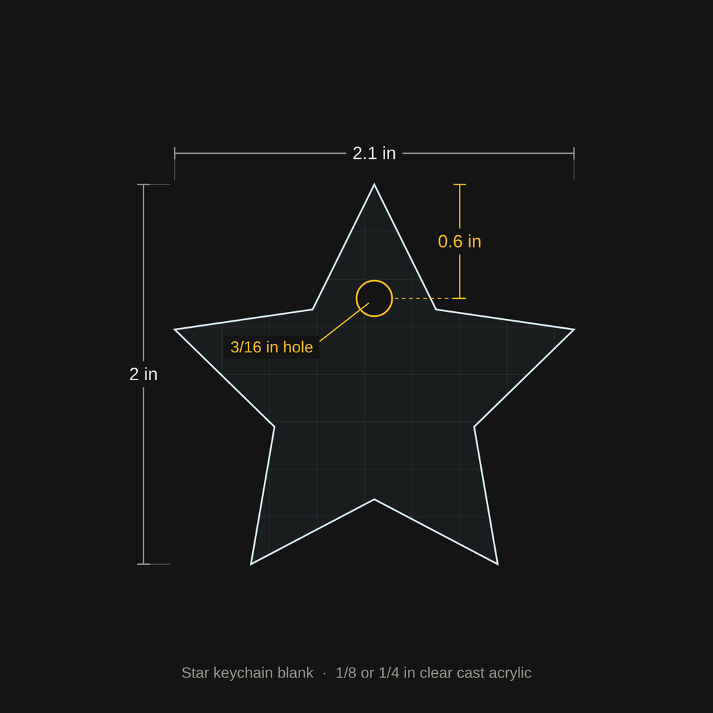 Star keychain blank dimensions