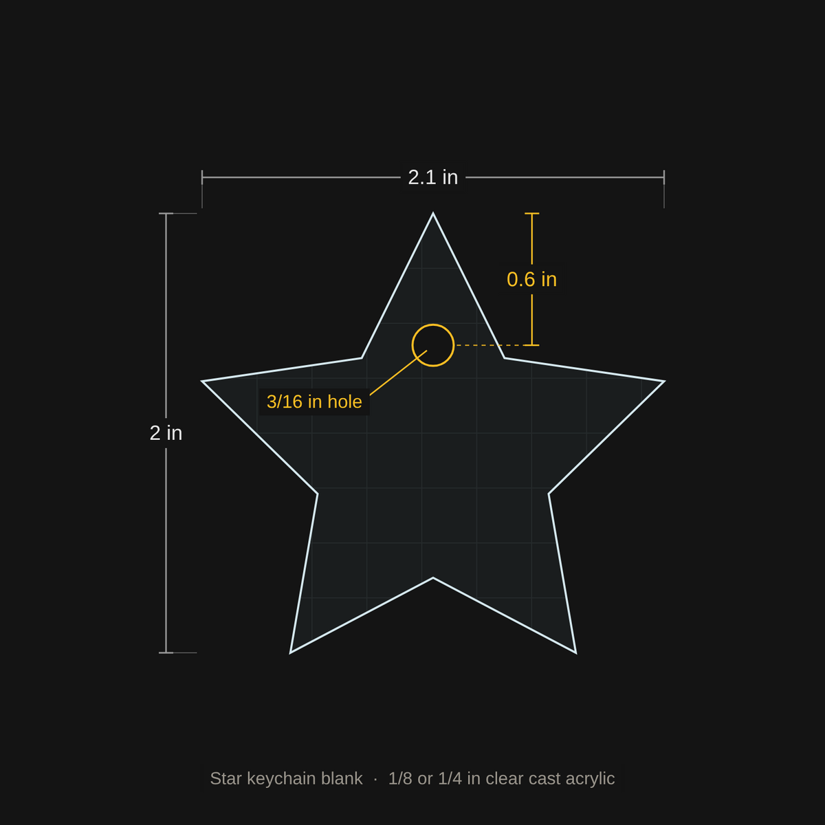 Star keychain blank dimensions
