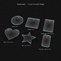 Acrylic keychain blank variety pack, six shapes with sizes
